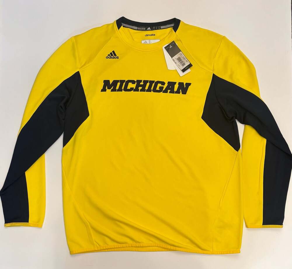 Adidas Michigan Wolverines NCAA Sideline Crew Long Sleeve Performance Shirt